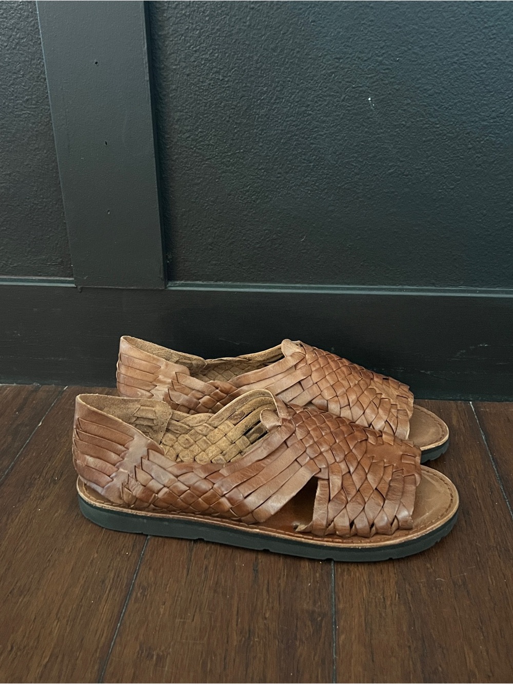 Women’s Brown Woven Leather Sandals